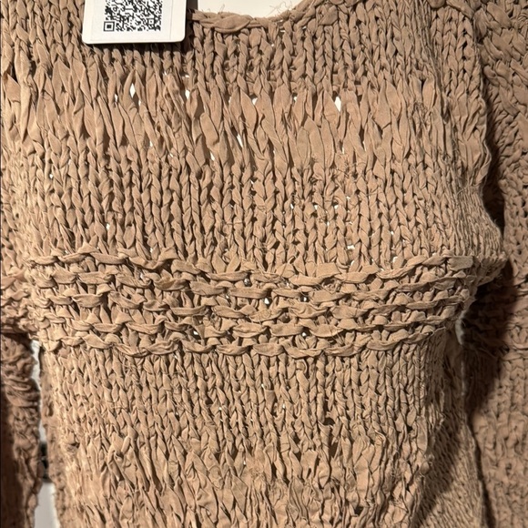 New York Designer Cozy Tan Crew Neck Sweater with Textured Knit - Picture 2 of 5